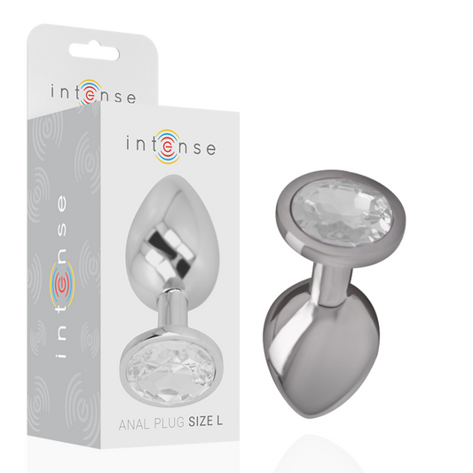 INTENSE - PLUG ANALE IN METALLO ALLUMINIO CON CRISTALLO ARGENTO MISURA L - INTENSE ANAL TOYS | Lingerie Harness Boutique