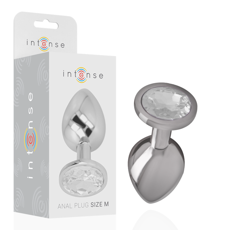 INTENSE - PLUG ANALE IN METALLO ALLUMINIO CON CRISTALLO ARGENTO TAGLIA M - INTENSE ANAL TOYS | Lingerie Harness Boutique