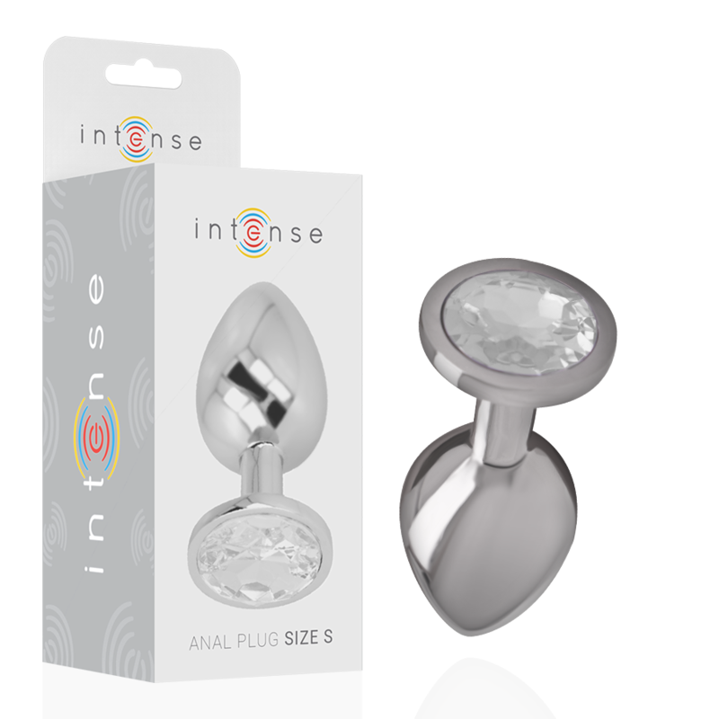 INTENSE - PLUG ANALE IN METALLO ALLUMINIO CON CRISTALLO ARGENTO MISURA S - INTENSE ANAL TOYS | Lingerie Harness Boutique
