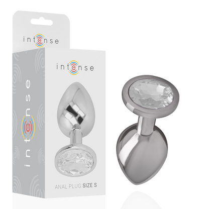 INTENSE - PLUG ANALE IN METALLO ALLUMINIO CON CRISTALLO ARGENTO MISURA S - INTENSE ANAL TOYS | Lingerie Harness Boutique