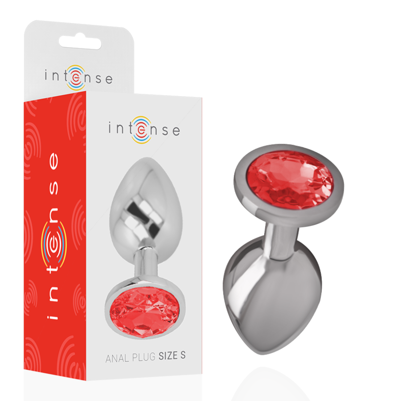 INTENSE - PLUG ANALE IN METALLO ALLUMINIO CON CRISTALLO ROSSO MISURA S - INTENSE ANAL TOYS | Lingerie Harness Boutique