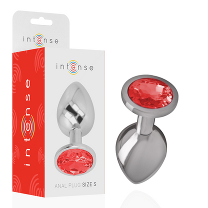 INTENSE - PLUG ANALE IN METALLO ALLUMINIO CON CRISTALLO ROSSO MISURA S - INTENSE ANAL TOYS | Lingerie Harness Boutique
