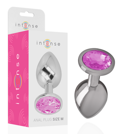 INTENSE - PLUG ANALE IN METALLO ALLUMINIO CON CRISTALLO ROSA TAGLIA M - INTENSE ANAL TOYS | Lingerie Harness Boutique