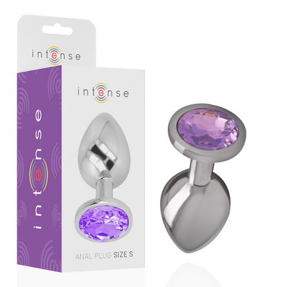 INTENSE - PLUG ANALE IN METALLO ALLUMINIO CON CRISTALLO VIOLA MISURA L - INTENSE ANAL TOYS | Lingerie Harness Boutique