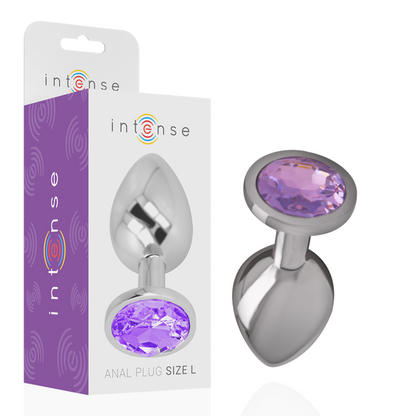 INTENSE - METAL ALUMINUM BUTT PLUG WITH PURPLE CRYSTAL SIZE S