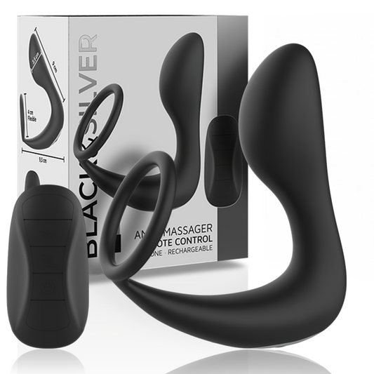 BLACK&SILVER - MASSAGGIATORE ANALE CON TELECOMANDO RICARICABILE IN SILICONE NERO - BLACK&SILVER | Lingerie Harness Boutique