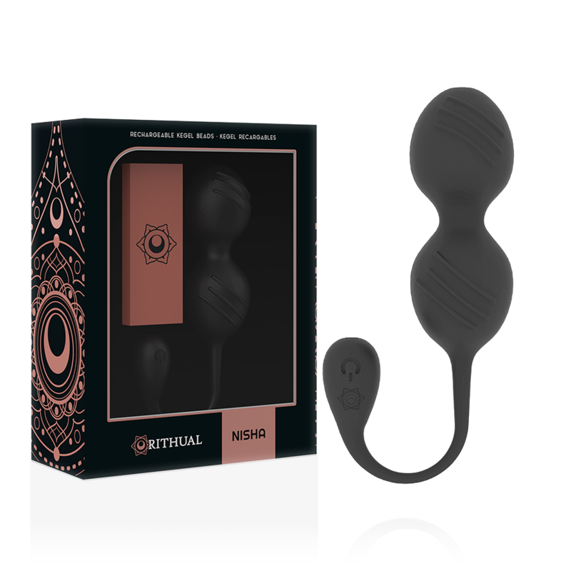RITHUAL - NISHA SFERE KEGEL VIBRANTI RICARICABILI NERE - RITHUAL | Lingerie Harness Boutique