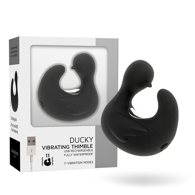 BLACK&SILVER - DUCKYMANIA DITALE RICARICABILE STIMOLANTE D'ANATRA IN SILICONE - BLACK&SILVER | Lingerie Harness Boutique