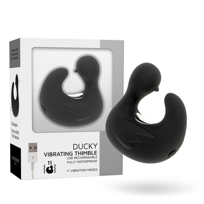 BLACK&SILVER - DUCKYMANIA DITALE RICARICABILE STIMOLANTE D'ANATRA IN SILICONE - BLACK&SILVER | Lingerie Harness Boutique