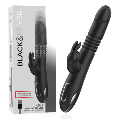 BLACK&SILVER - VIBRA STIMOLANTE KENJI COMPATIBILE CON LA TECNOLOGIA WIRELESS WATCHME - BLACK&SILVER | Lingerie Harness Boutique