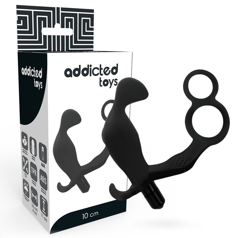 ADDICTED TOYS - PLUG ANALE CON DOPPIO ANELLO PER PENE E TESTICOLI NERI - ADDICTED TOYS | Lingerie Harness Boutique