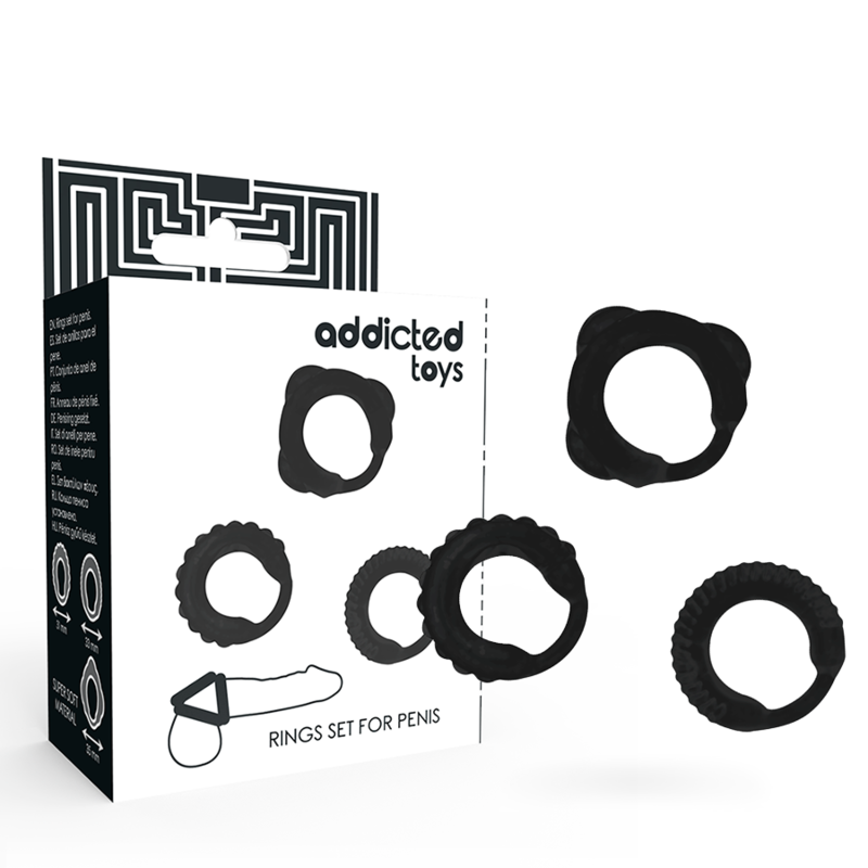 ADDICTED TOYS - SET C-RING NERO - ADDICTED TOYS | Lingerie Harness Boutique
