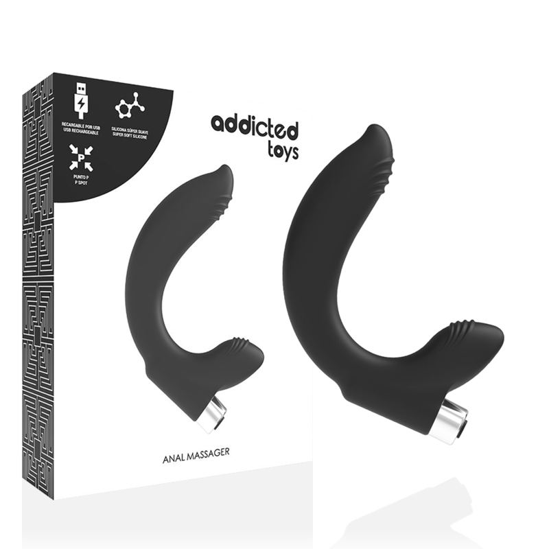 ADDICTED TOYS - RECHARGEABLE PROSTATIC VIBRATOR MODEL 7 - BLACK