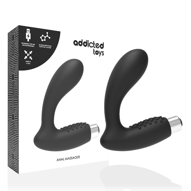 ADDICTED TOYS - RECHARGEABLE PROSTATIC VIBRATOR MODEL 5 - BLACK