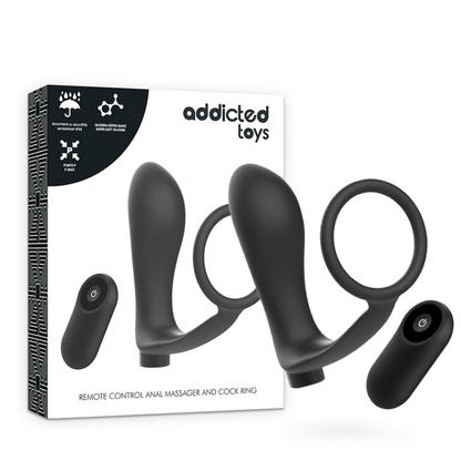 ADDICTED TOYS - ANELLO PER PENE CON TELECOMANDO PLUG ANALE NERO RICARICABILE - ADDICTED TOYS | Lingerie Harness Boutique