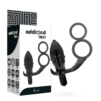ADDICTED TOYS - PLUG ANALE CON DOPPIO ANELLO NERO - ADDICTED TOYS | Lingerie Harness Boutique