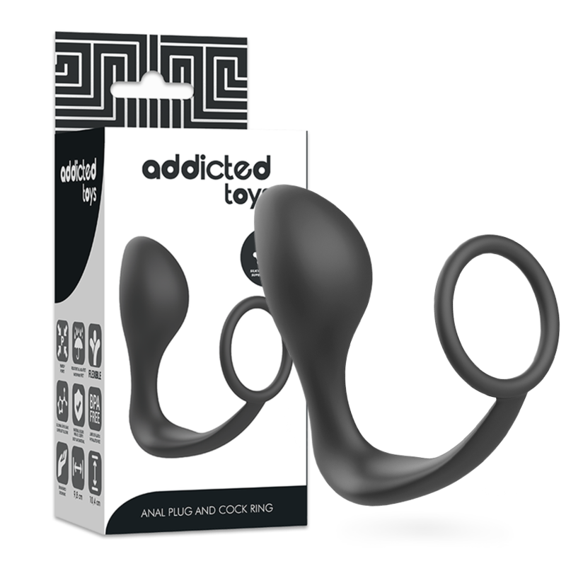 ADDICTED TOYS - BLACK SILICONE RING BUTT PLUG