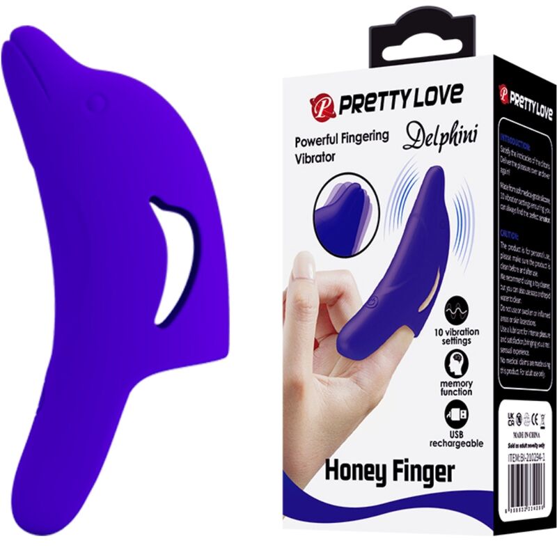 PRETTY LOVE - POTENTE STIMOLATORE DELLE DITA DELPHINI BLU SCURO - PRETTY LOVE | Lingerie Harness Boutique