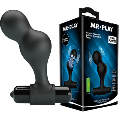 MR PLAY - PLUG ANALE VIBRATORE IN SILICONE NERO - MR PLAY | Lingerie Harness Boutique