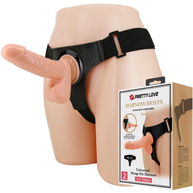 PRETTY LOVE - IMBRAGATURA SLIP UNIVERSALE CON DILDO TOM 20 CM NATURALE - PRETTY LOVE | Lingerie Harness Boutique