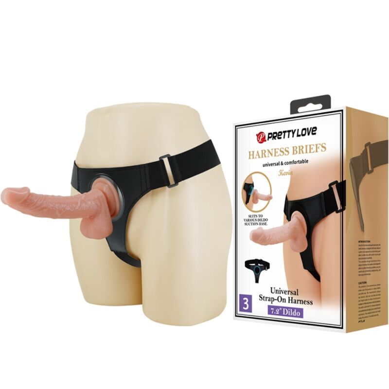 PRETTY LOVE - IMBRAGATURA SLIP UNIVERSALE CON DILDO KEVIN 19 CM NATURALE - PRETTY LOVE | Lingerie Harness Boutique