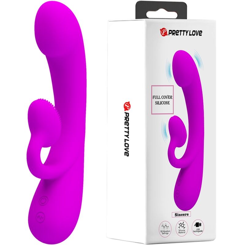 PRETTY LOVE - SINCERO VIBRATORE CLITORIDEO IN SILICONE E SUCCHIATORE VIOLA - PRETTY LOVE | Lingerie Harness Boutique