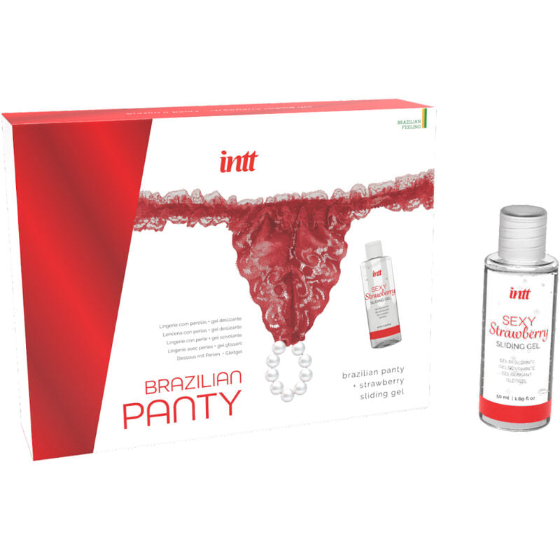 INTT RELEASES - BRASILIANA ROSSA CON PERLE E GEL LUBRIFICANTE 50 ML - INTT RELEASES | Lingerie Harness Boutique