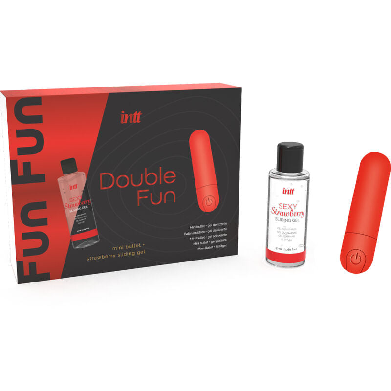 INTT RELEASES - KIT DOPPIO DIVERTIMENTO CON BULLET VIBRANTE E GEL DA MASSAGGIO ALLA FRAGOLA - INTT RELEASES | Lingerie Harness Boutique