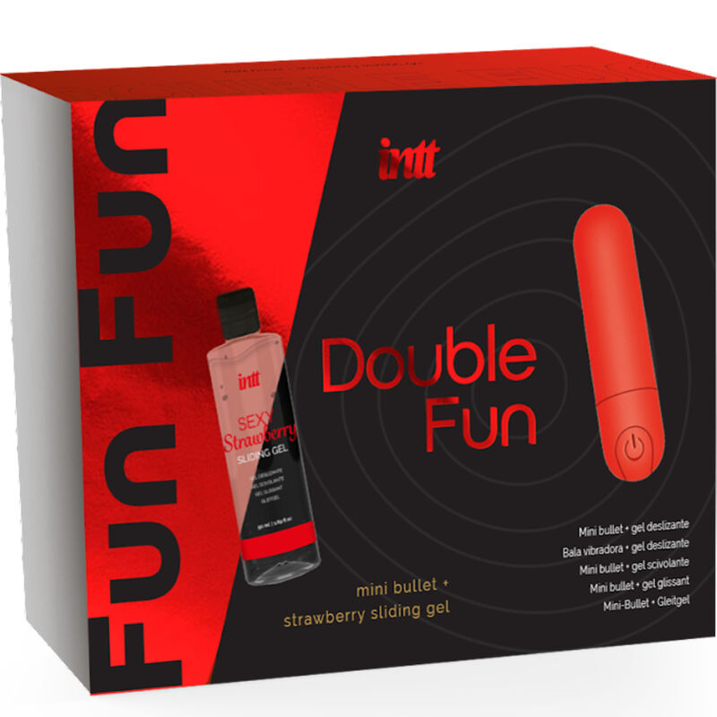 INTT RELEASES - KIT DOPPIO DIVERTIMENTO CON BULLET VIBRANTE E GEL DA MASSAGGIO ALLA FRAGOLA - INTT RELEASES | Lingerie Harness Boutique