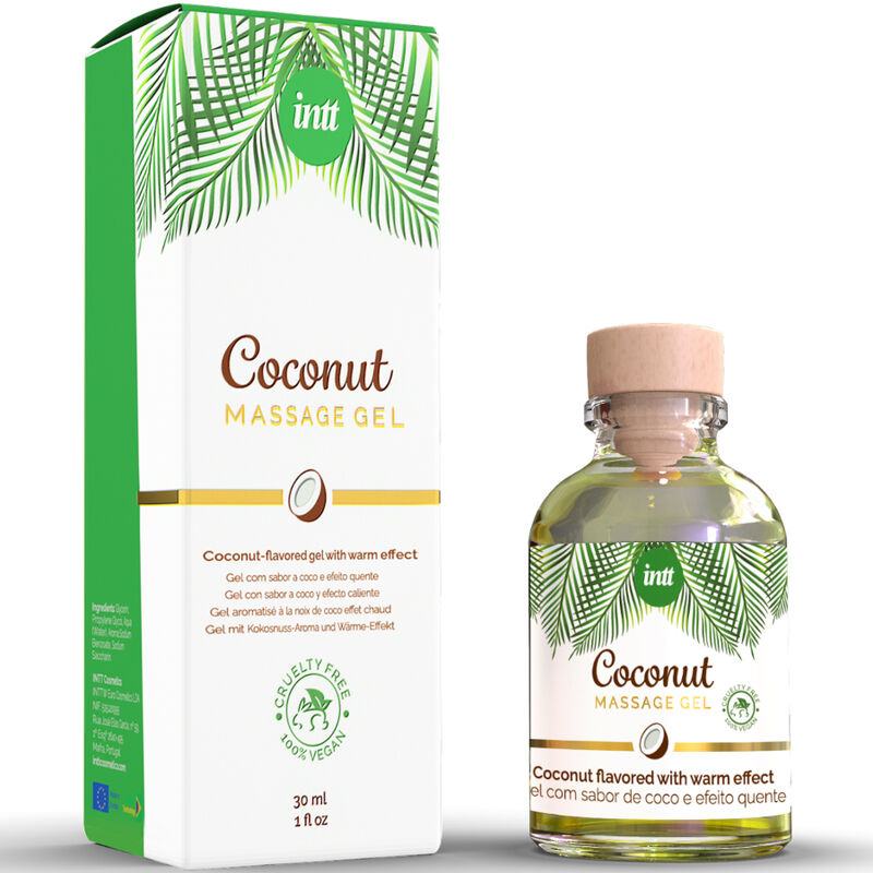 INTT - GEL DA MASSAGGIO VEGANO AL GUSTO DI COCCO ED EFFETTO RISCALDANTE - INTT VEGAN LINE | Lingerie Harness Boutique