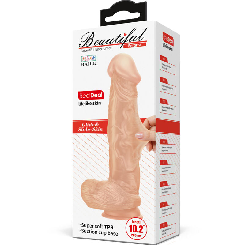 BAILE - BEAUTIFUL MEETING BERGRISI DILDO FLEXIBLE REALISTIC 26 CM NATURAL