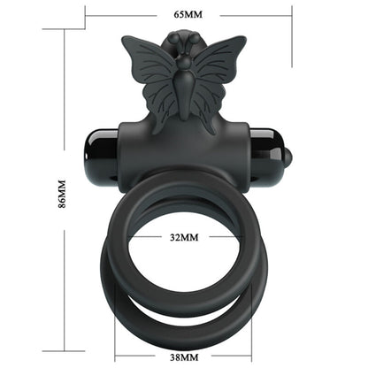 PRETTY LOVE - DOPPIO ANELLO VIBRANTE CON STIMOLATORE NERO - PRETTY LOVE MALE | Lingerie Harness Boutique