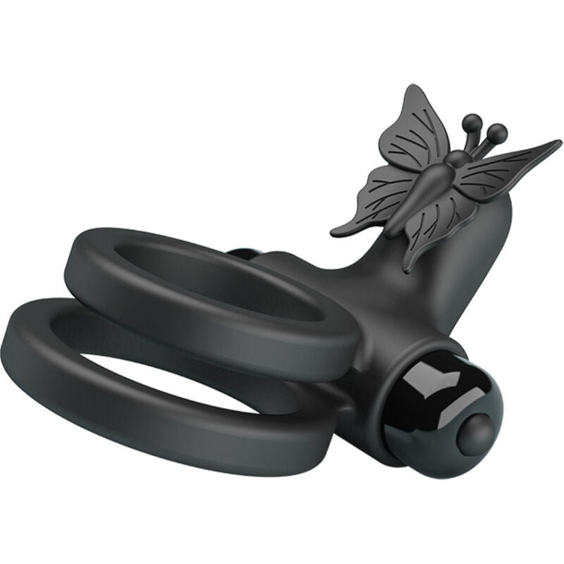 PRETTY LOVE - DOPPIO ANELLO VIBRANTE CON STIMOLATORE NERO - PRETTY LOVE MALE | Lingerie Harness Boutique