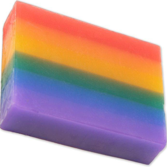 PRIDE - FRUITY SCENTED GLOSSY SOAP WITH WHITE CERAMIC SOAP DISH