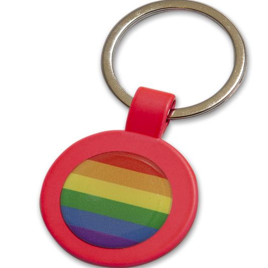 PRIDE - FUCHSIA METAL KEY RING ROUND KEY RING WITH LGBT FLAG