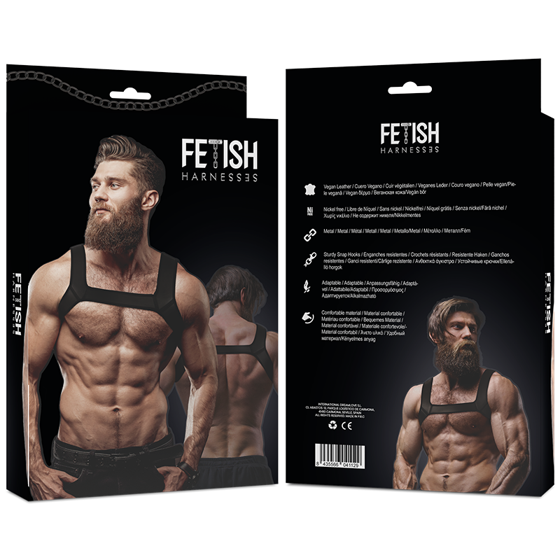 FETISH SUBMISSIVE ATTITUDE - IMBRACATURA PER IL PETTO IN NEOPRENE PER UOMINI TAGLIA L - FETISH SUBMISSIVE ATTITUDE | Lingerie Harness Boutique