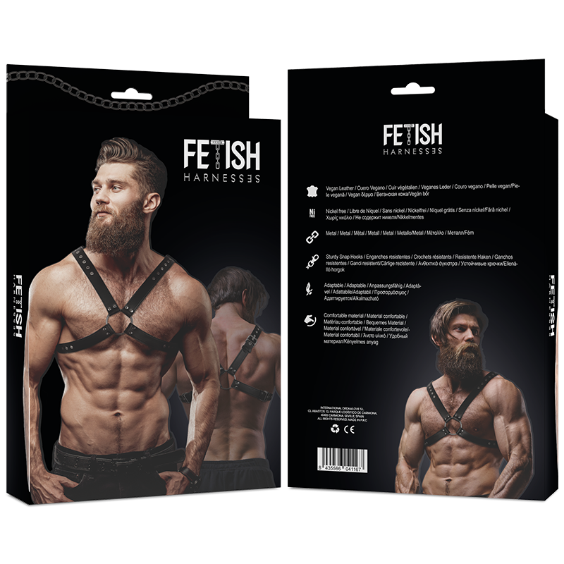 FETISH SUBMISSIVE ATTITUDE - IMBRACATURA IN ECOPELLE CON PETTO INCROCIATO DA UOMO - FETISH SUBMISSIVE ATTITUDE | Lingerie Harness Boutique