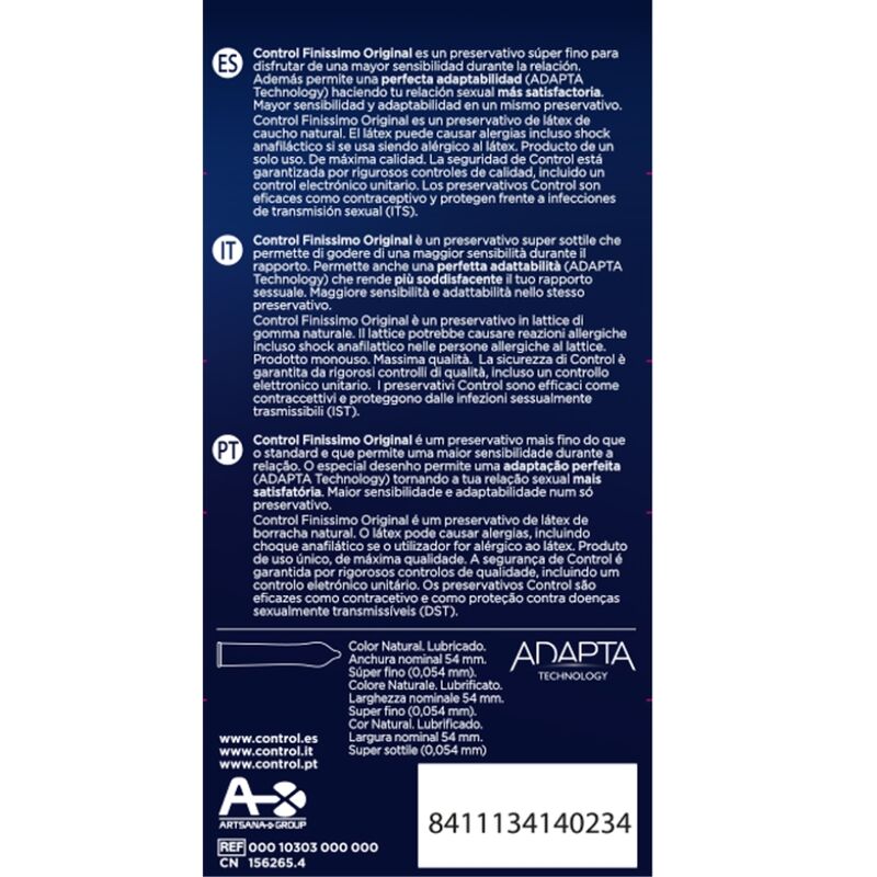 CONTROL - FINISSIMO CONDOMS 12 UNITS - CONTROL CONDOMS | Lingerie Harness Boutique