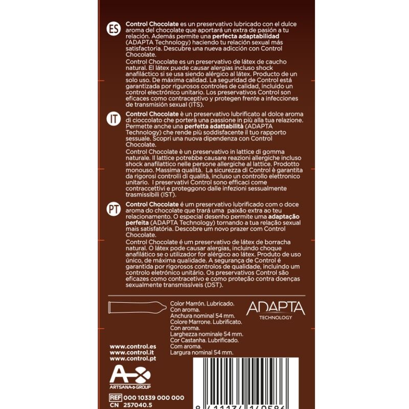 CONTROL - ADAPTA CHOCOLATE CONDOMS 12 UNITS - CONTROL CONDOMS | Lingerie Harness Boutique
