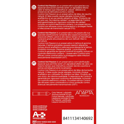 CONTROL - EFFETTO RISCALDANTE HOT PASSION 10 UNITÀ - CONTROL CONDOMS | Lingerie Harness Boutique