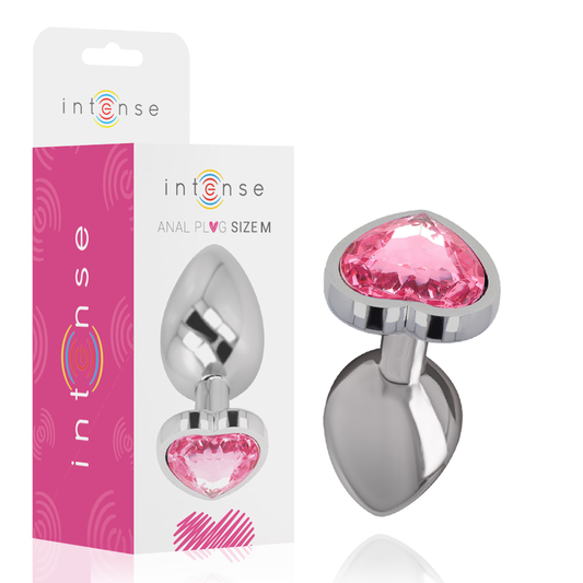 INTENSE - PINK HEART ALUMINUM METAL BUTT PLUG SIZE M