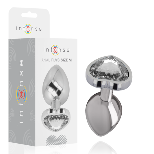 INTENSE - WHITE HEART ALUMINUM METAL BUTT PLUG SIZE M