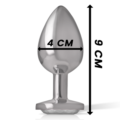 INTENSE - PLUG ANALE METALLO ALLUMINIO BIANCO CUORE TAGLIA L