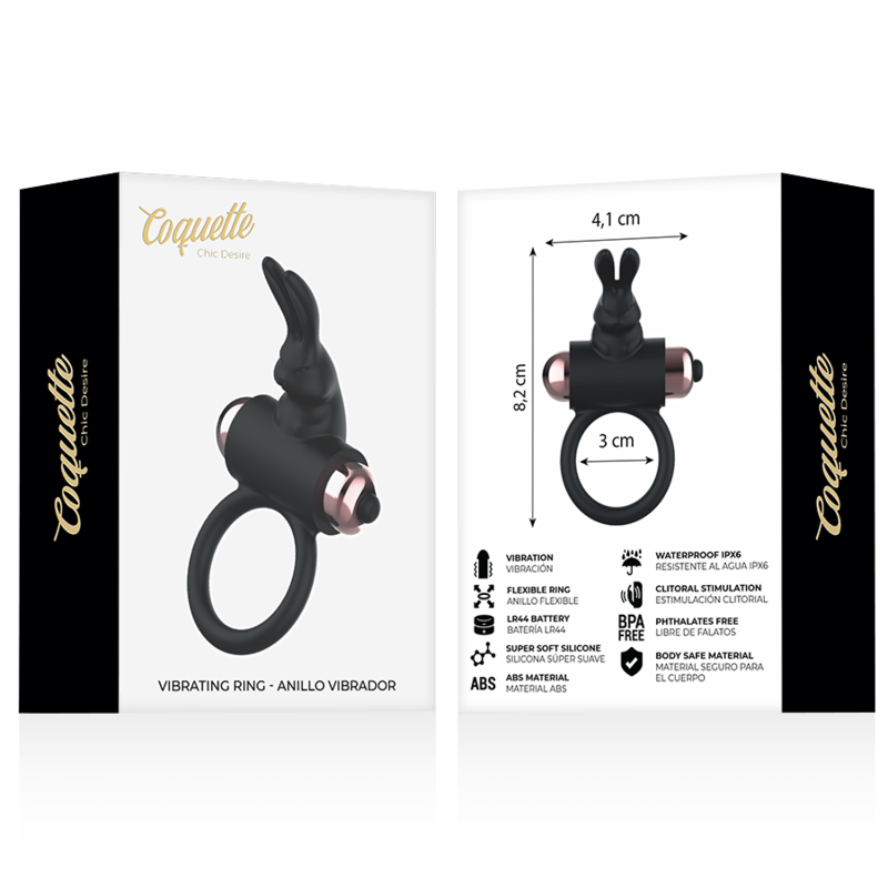 COQUETTE CHIC DESIRE - BLACK/GOLD VIBRATING COCK RING