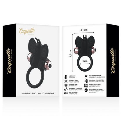 COQUETTE CHIC DESIRE - BUTTERFLY COCK RING WITH VIBRATOR BLACK/GOLD