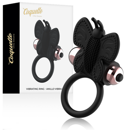 COQUETTE CHIC DESIRE - ANELLO CAZZO FARFALLA CON VIBRATORE NERO/ORO - COQUETTE TOYS | Lingerie Harness Boutique