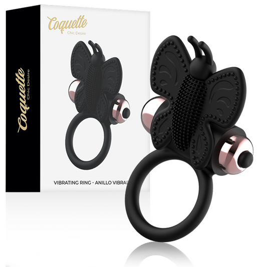 COQUETTE CHIC DESIRE - ANELLO CAZZO FARFALLA CON VIBRATORE NERO/ORO - COQUETTE TOYS | Lingerie Harness Boutique