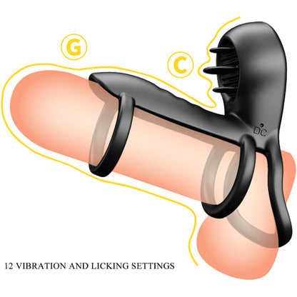 PRETTY LOVE - JAMMY PENIS SHEATH 12 VIBRATIONS WITH RECHARGEABLE SILICONE TONGUE