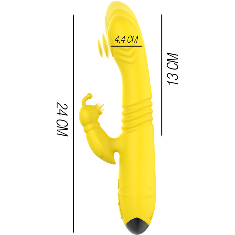 INTENSE - VIBRATORE MULTIFUNZIONE TOKY UP & DOWN CON STIMOLATORE CLITORALE GIALLO - INTENSE FUN | Lingerie Harness Boutique