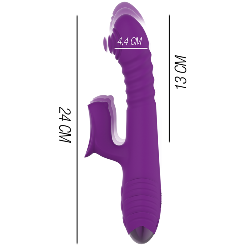 INTENSE - VIBRATORE MULTIFUNZIONE RICARICABILE IGGY UP & DOWN CON STIMOLATORE CLITORALE VIOLA - INTENSE FUN | Lingerie Harness Boutique